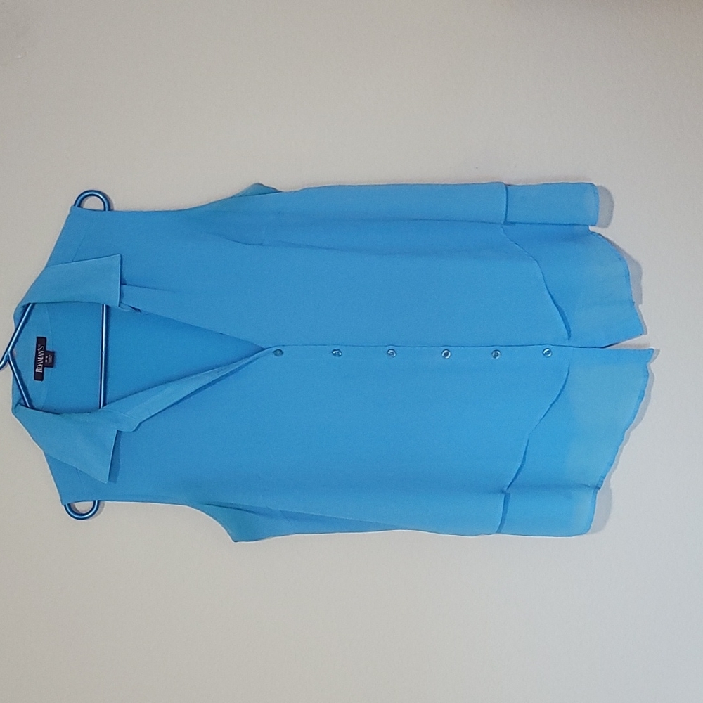 Roaman's sleeveless blue blouse